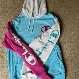 Champion Rare Color Block Embroidered Hoodie Unisex